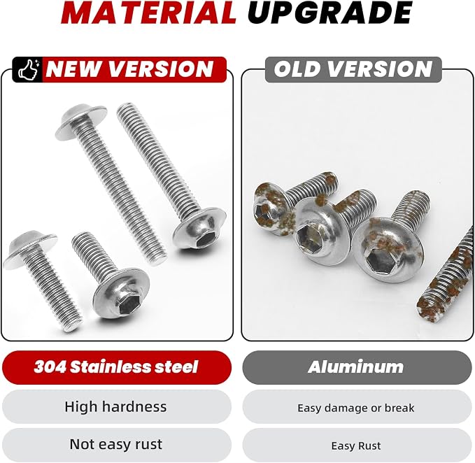 177Pcs Motorcycle Fairing Bolt Kit Silver, M5 M6 Stainless Steel Windscreen Screws Fastener Clips Universal Fit for Honda Kawasaki Suzuki Yamaha BMW Ducati GSXR Sportbike Motorcycle