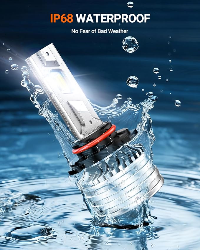 SEALIGHT 9005 Bulbs, 90,000LM 1400% Brightness, HB3 9005 6500K Cool White LED Bulbs, IP68 Waterproof 70000Hrs Lifespan, 5X Heat Dissipation driving LED Bulbs, Plug and Play, 2 Pack