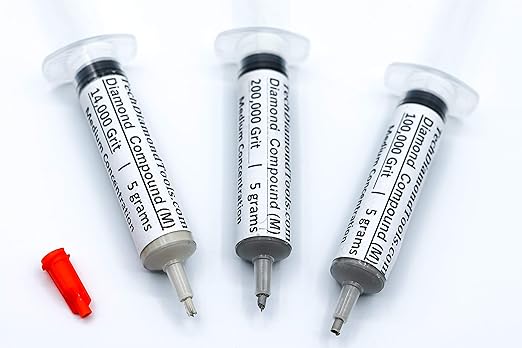 TechDiamondTools Kit of 3 Diamond Polishing Compound Polishing Paste USA Made 14000 100000 200000 Grit for Marble Glass Metal Rock Jewelry Resin Silver Gemstone 25% of Diamond Powder