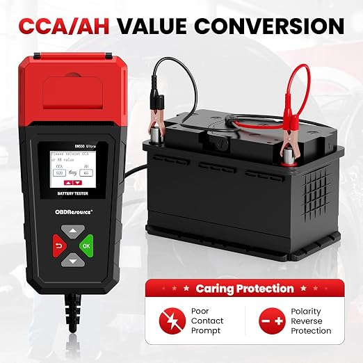 OBDResource BM550 Ultra Car Battery Tester with Printer 100-2000 CCA Load Capacity for 6V 12V 24V Batteries,Automotive Digital Battery Analyzer for Truck, Boat, RV, Marine Vehicle and More