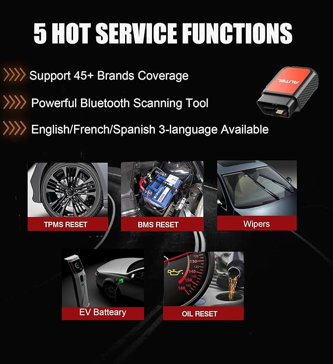 Autel MaxiAP AP2500 Upgraded AP200/AP200C/AP200H/AP200M Bluetooth OBD2 Code Reader Auto Scanner Car Scan Tool 5+ Service Functions 45+ Car Brands Free APP for Android/iOS Advanced AP2500E