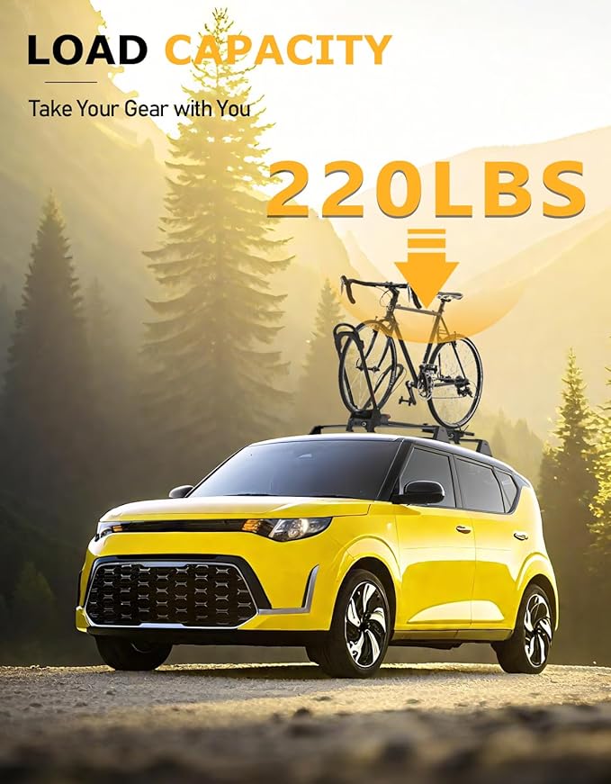 Tuyoung 220lbs Lockable Roof Rack Cross Bars Compatible with Kia Soul 2020 2021 2022 2023 2024 2025 Without Side Rails, Aluminum Roof Rails Crossbars Cargo Bars Luggage Carrier Black Accessories