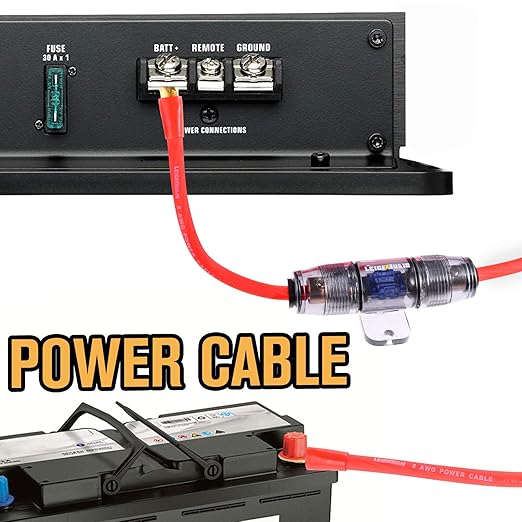 8 Gauge Subwoofer Wiring Kit Ture 8 AWG Amplifier Installation Wiring Kit - Car Amp Wiring Kit Helps You Make Connections and Brings Power to Your Radio, Subwoofer and Speakers