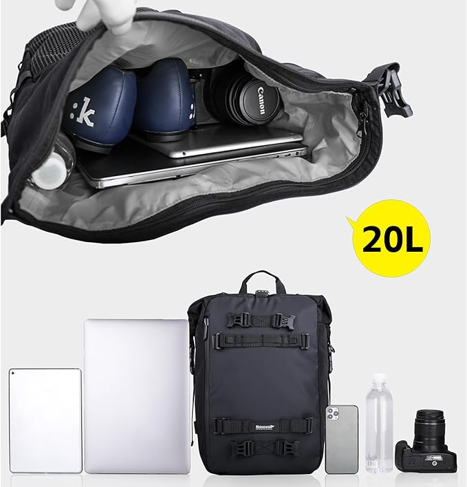 Waterproof Motorcycle Tail Bag 20L Motorbike Rear Rack Storage Bag Saddle Pannier for Touring Adventure Commuting Black