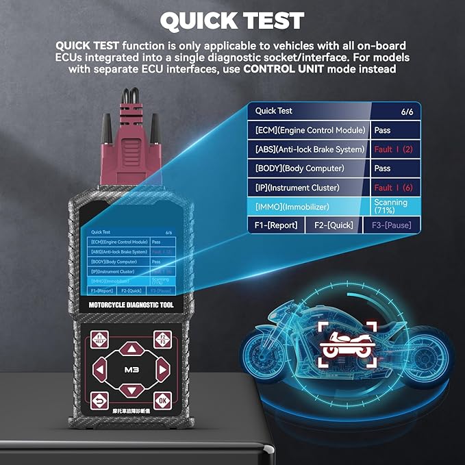 MR CARTOOL Motorcycle Diagnostic Tool OBD2 Motorcycle Fault Code Readers Scan Tool Motorcycle Code Reader Scaner Compatible with Yamaha 2/3/4P, Kawasaki 4-6P, Honda 4P, OBDII（Not Applicable to Bike）