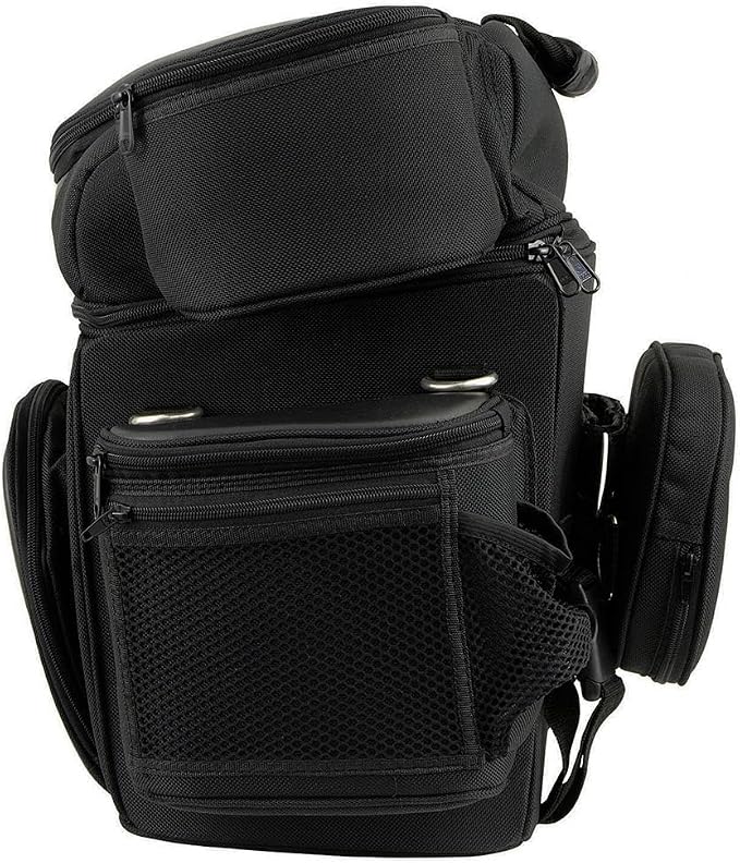 Milwaukee Leather MP8180 Medium Black '5 Pocket' Motorcycle Textile Double Barrel Sissy Bar Bag - Medium