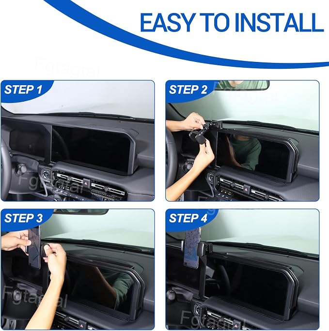 Center Console Multi-Mount Phone Holder Storage Box Fit for Toyota Land Cruiser 250 Prado 2024 2025, Navigation Screen Rear Storage Tray Organizer, Clamping Arms Holder - Style A
