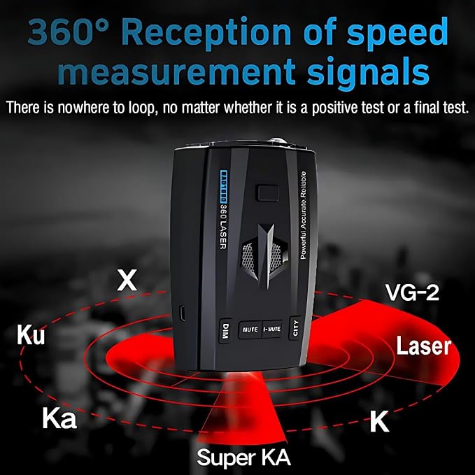 RAD1000 Police Laser/Radar Detector for Cars with Led Display,X/K/Ka/KU/ST/CT Band & Laser Detection,Long Range Detection,Mute Memory, City & Highway Modes,VG-2 Immune,Ideal Gifts