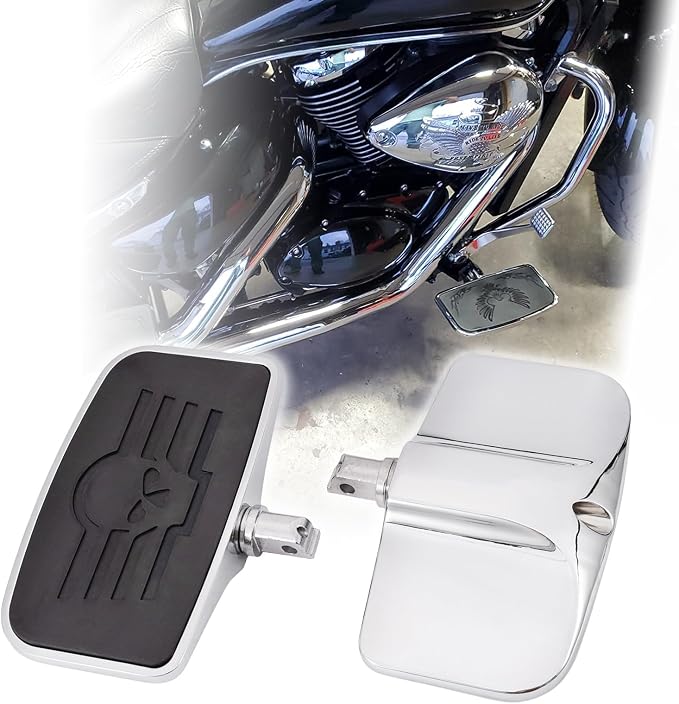 Kinglemc Front Rear Rider Passenger Floorboard FootPeg for Victory/Indian (Skull, Silver)