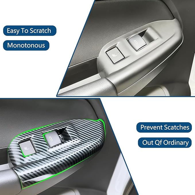 4 PCS Window Lift Switch Panel Frame Cover for Chevrolet Trailblazer 2024-2026,Car Door Windows Glasses Lifter Button Trim Decoration Accessories (ABS Imitation Carbon Fiber Pattern)