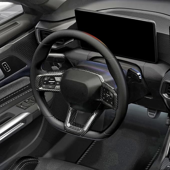 Carbon Fiber Steering Wheel Cover Compatible with Ford Mustang 2024 2025