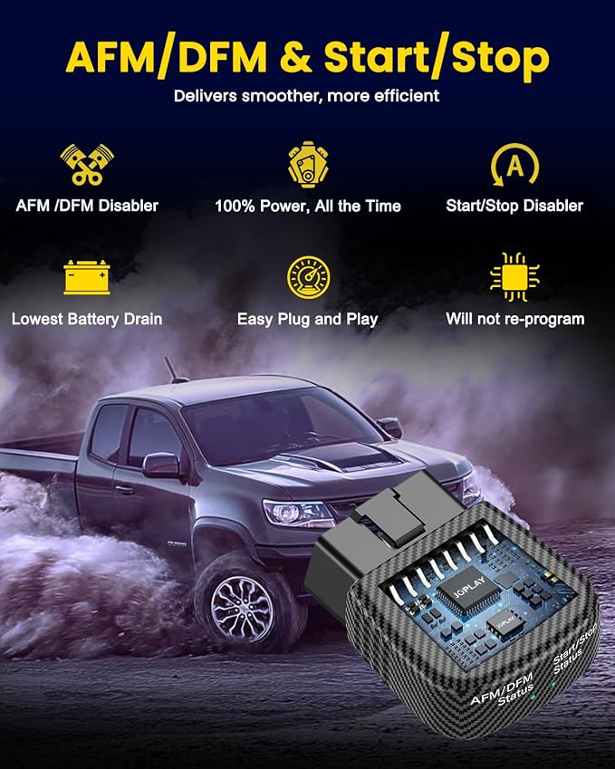 JOPLAY AFM DFM Disabler with Start-Stop, Automotive Grade, Low Power Draw, Compatible with Silverado Sierra Tahoe Yukon Cadillac