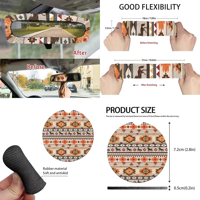 Southwest Print Car Seat Covers Set of 15 with Universal Steering Wheel Cover, Rearview Mirror Cover, Car Trash Can, Seatbelt Pads, Cup Holder Coasters, Keychains