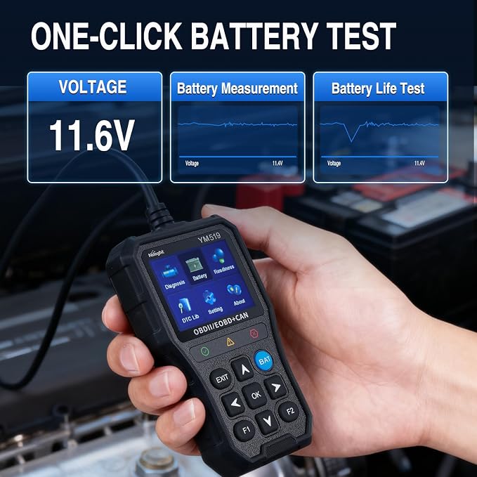 Nilight YM519 2.8” Large Screen OBD2 Scanner - Enhanced Automotive Computer Diagnostic Tool - Car Code Reader for Engine Faults, I/M Readiness & Emission Test for All OBD II Protocol Cars