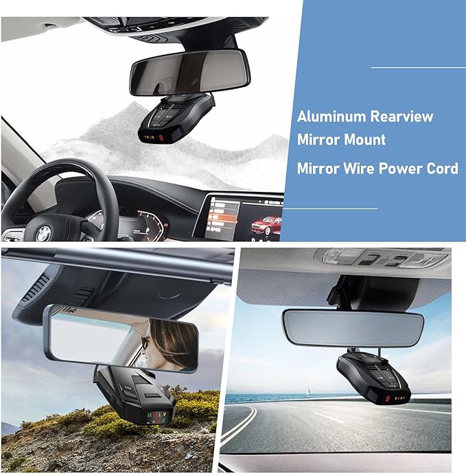 SDSACZMU Radar Detector Mount,Rearview Mirror Rod Radar Mounting Bracket+Rearview Mirror Hard Wire Power Cord kit16,with Inline Fuse (for Cobra Radar Detector)