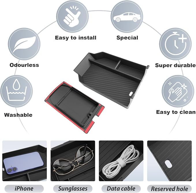 SKTU 2Pcs for 2025 2026 BMW X3 Center Console Organizer for 2025 2026 BMW X3 (30 xDrive/M50 xDrive) Console Tray Hidden Box 2025 2026 X3 Privacy Storage Box BM W X3 2025 2026 Accessories