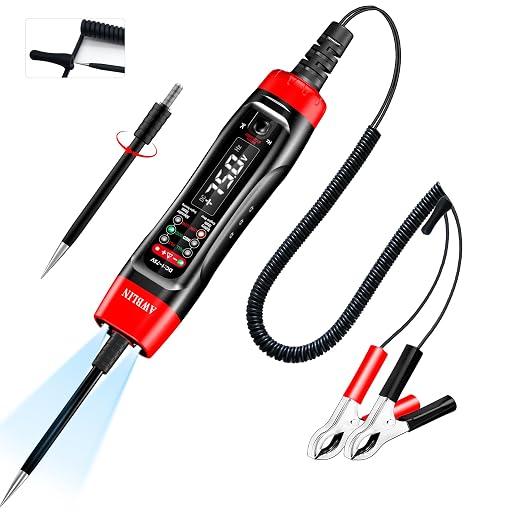AWBLIN Automotive Test Light & Battery Alternator Tester, 1-75V DC LCD Digital Circuit Tester with Illumination, Heavy Duty Light Tester with Voltmeter, Fuse Voltage Tester Auto Electrical Tool