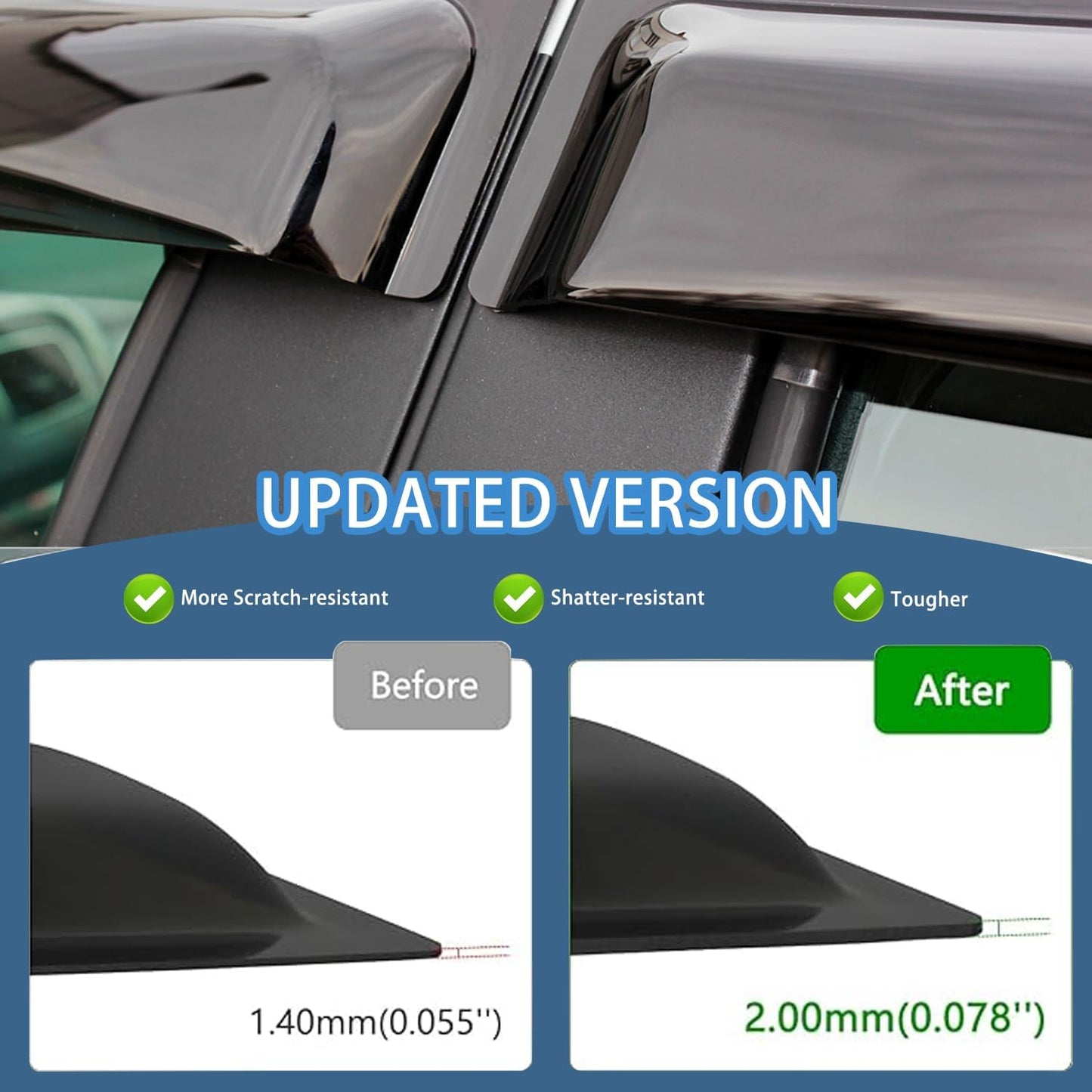 4PCS Rain Guards Window Visors Fit for 2003-2007 Honda Accord 4-Door Sedan, 94943, Outside Mount Wind Deflector Vent Shade Shield, Exterior Car Accessories, 2003 2004 2005 2006 2007