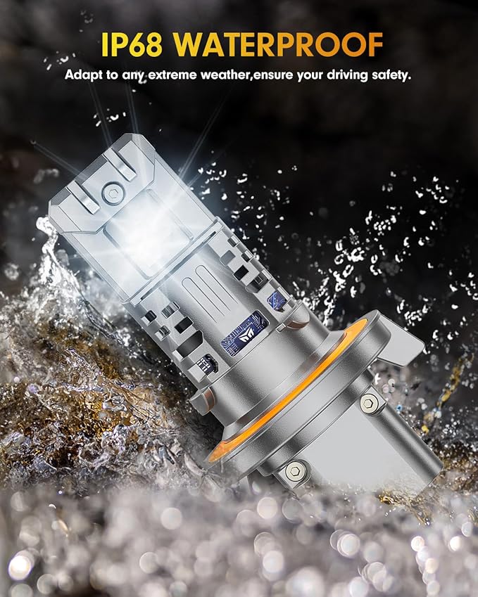 FAHREN Latest & Brightest 9007 led Bulbs, (1200%) 12X Brighter 80,000LM Ultra Brightness HB5 bulbs, 6500K Cool White, IP68 Waterproof, Plug-N-Play, Pack of 2, HID bulbs,1:1 Size Replacement