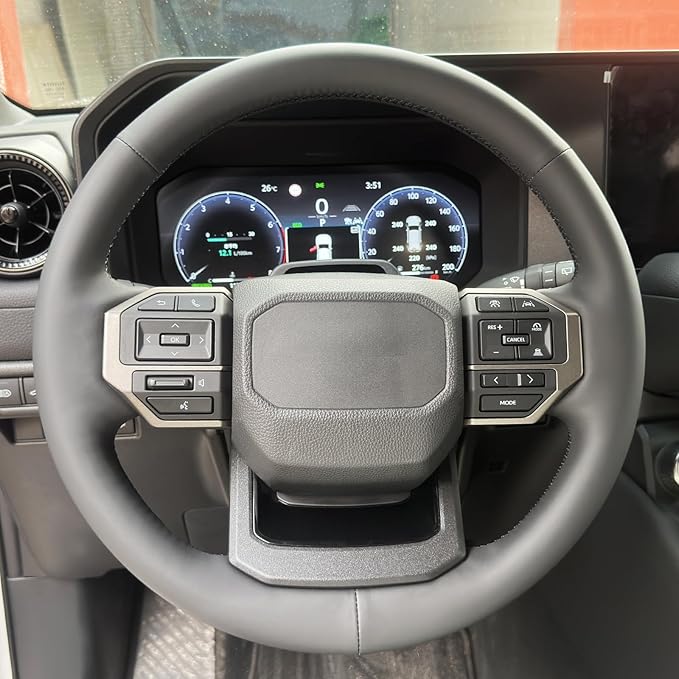 MEWANT Hand Stitch Steering Wheel Cover for Toyota Land Cruiser 2024-2026, Custom Fit DIY Wrap Interior Accessories
