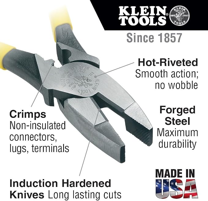 Klein 9-Inch Crimping Pliers & 11-in-1 Ratcheting Screwdriver/Nut Driver Tool Bundle