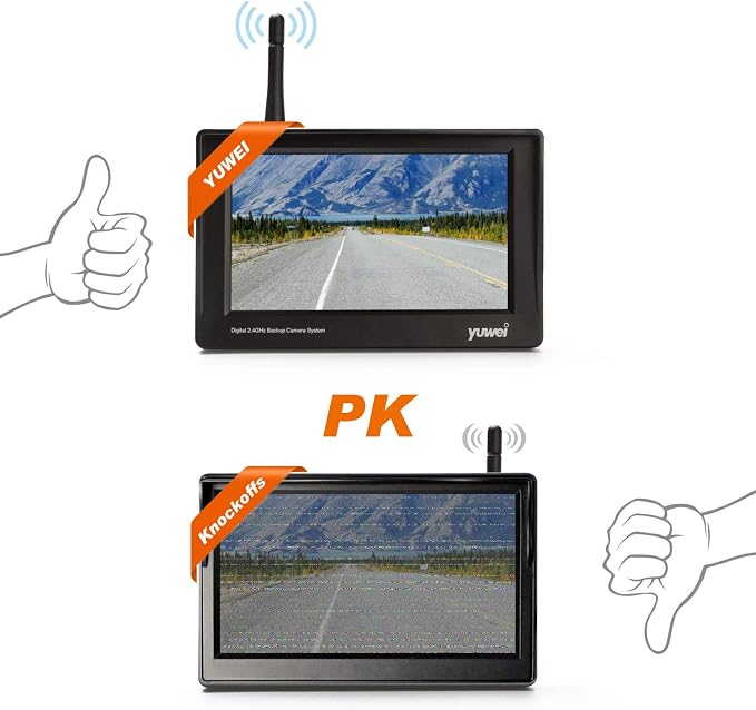 Yuwei Digital Wireless Backup Camera System with 4.3’’ Wireless Reversing Monitor, Stable Wireless Signal & No Interference for Cars, Pickups, Camper, Vans, SUVs, Sedans, Minivans, Cargo Vans,etc