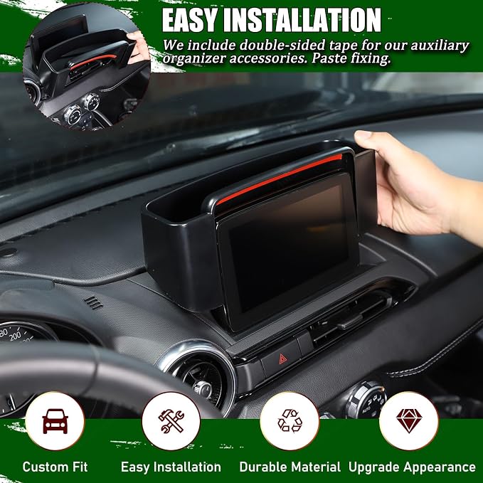 Center Console Organizer Tray Compatible with Mazda MX-5 2016-2023 Accessories, Car Navigation Screen Back Storage Box, Insert Storage Box Auxiliary Storage Tray, Black (Fit L-Peptide Car)