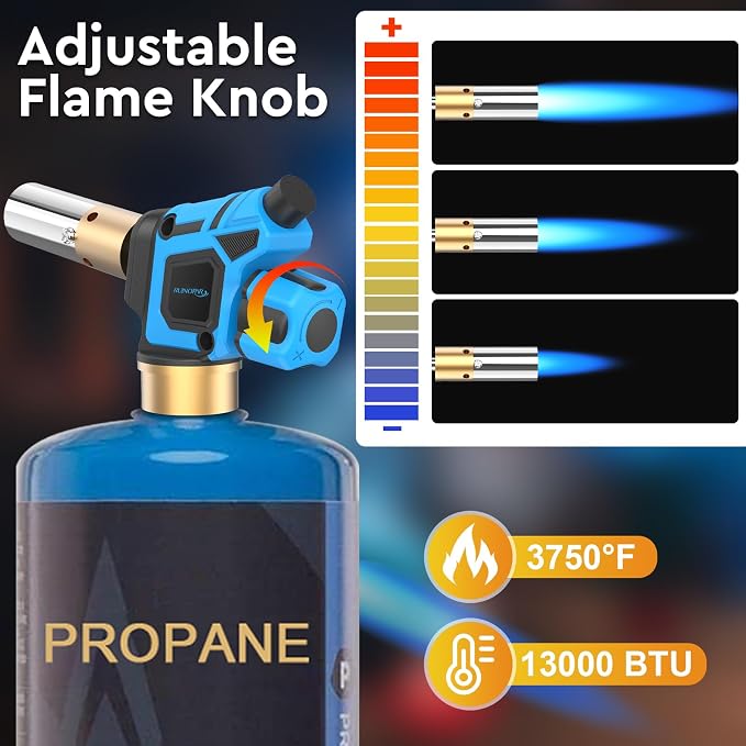 Propane Torch Head, Trigger Start Gas Torch, 5" Mapp Map Gas Torch Fuel by Propane MAPP Gas Cylinder for Brazing, Welding(Fuel Cylinder not included)