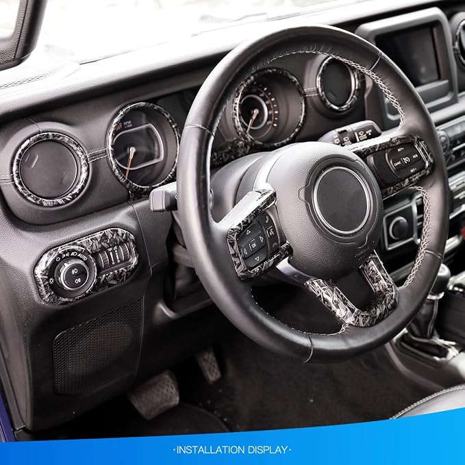 Barong for Jeep Wrangler JL JLU Gladiator JT 2018-2023 Accessories Interior Decoration Steering Wheel Gear Cup Holder Door Panel AC Air Vent Reading Light Cover 23PCS Full Set (Forging Pattern)