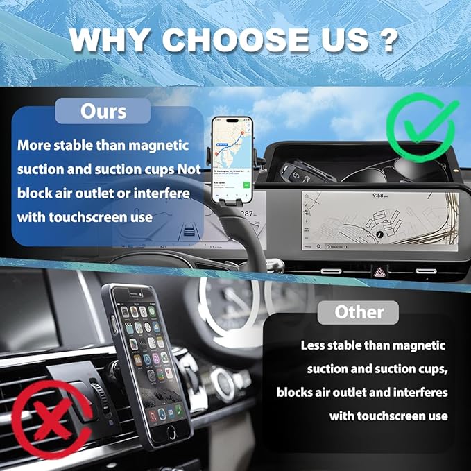 Car Phone Holder Compatible with Hyundai Ioniq 5 2022-2025 Accessories 12.3-Inch Screen Fixed Clip, Cell Phone Mount with Dash Tray Center Console Organizer Hands-Free 360° Rotation