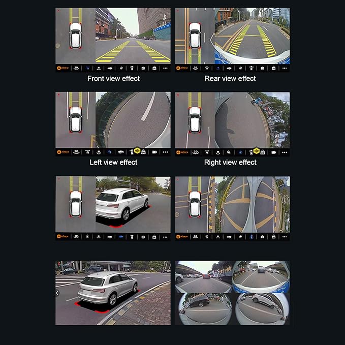 360 Car Camera System with Auto Radio, Panoramic View, Night Vision, Waterproof, Low Light Performance, Easy Installation, fornavigator with 360 Surround View Software (1080P)