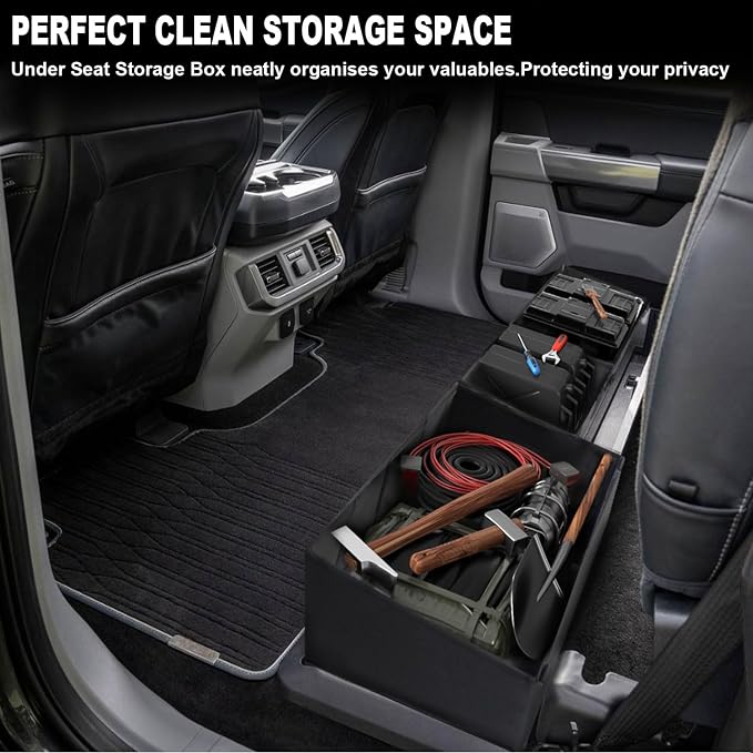 Truck Under Seat Storage Organizer Foldable Replacement for 2019-2025 Chevy Silverado 1500/GMC Sierra 1500/2500HD/3500HD, Double & Crew Cab Underseat Tool Box for Silverado/Sierra Accessories