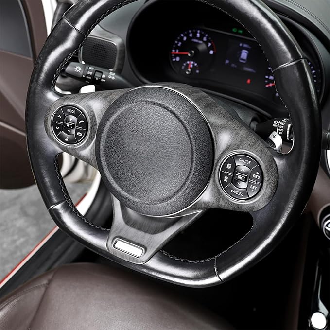 Premium Car Steering Wheel Handle Frame Cover - Anti-Slip Grip, Durable & Stylish Design Compatible with Kia Soul GT 2020-2025 Accessories (Wood Grain)