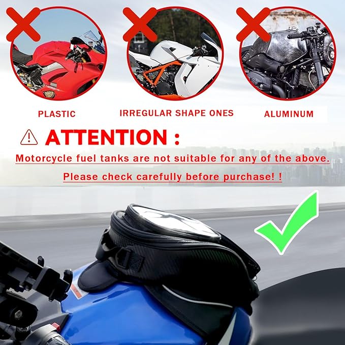 Motorcycle Tank Bag for Kawasaki Ninja ZX 14R, Oxford Magnetic Motorbike Bag Water-Resistant Motorcycle Gas Tank Bag with Magnets and Straps for Touring,B/Magnetic