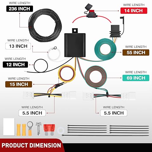 Nilight 4 Pin Trailer Wiring Harness Kit 56165 Vehicle Standard 4 Way Connector Custom for 2006 2007 2008 2009 2010 2011 2012 Toyota RAV4 Simple Fit Tow Hitch Accessories