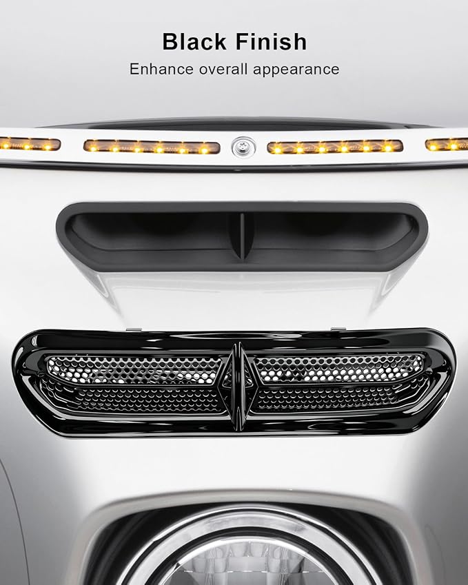 Motorcycle LED Fairing Vent Light Fit for Harley Touring Street Glide/Electra Glide/Tri Glide 2014-2023, Front Fairing Vent Accent DRL & Turn Signal Light Black