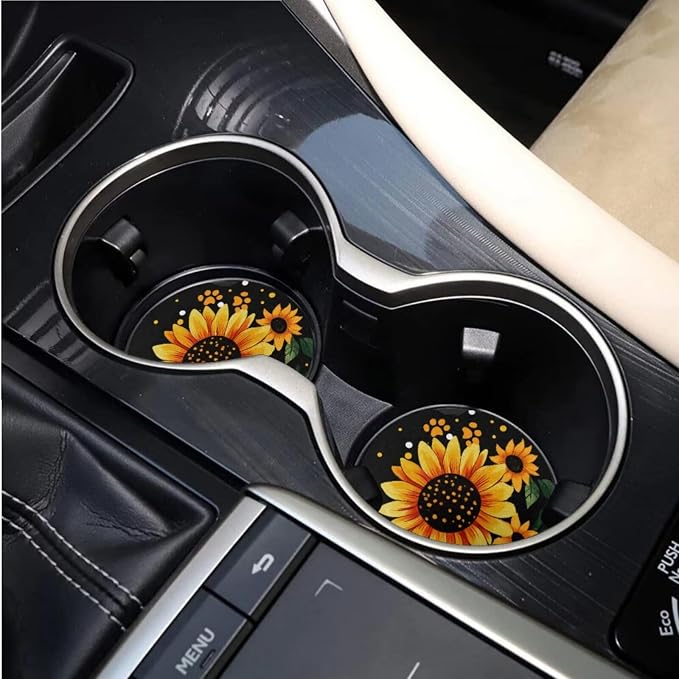 BIGCARJOB Sunflower Car Seat Accessories Full Set 15 Pack Cute Dog Paw Seat Cover for Cars Front and Rear Handbrake Cover,Headrest Pillow Cover,Seat Belt Pads,Universal Fit