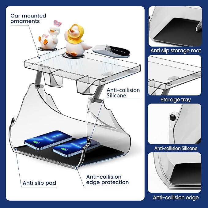 Under Screen Storage Organizer Compatible with Tesla Model Y Juniper 2025 /Model 3 Highland 2024 2025 Center Console Organizer Tray Accessories