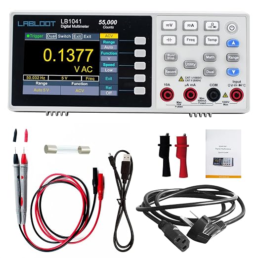 LB1041 Bench Digital Multimeter 55000 Counts DC/AC Voltmeter Ammeter HZ Temp Diode Continuity Tester Desktop Multimeters