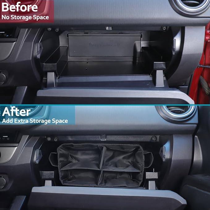 CHEAYAR Glove Box Dividers Organizer Compatible with Toyota Tacoma 2016 2017 2018 2019 2020 2021 2022 2023, Insert Compartment Center Console Tray Secondary Storage Accessories (Glove box bag)
