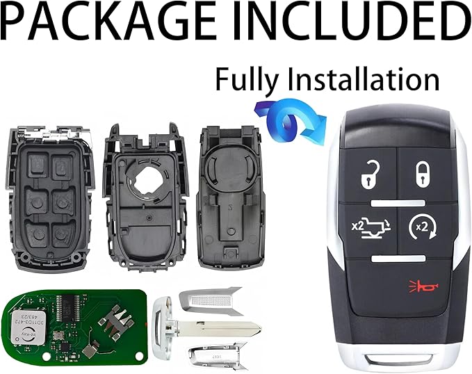 Smart Key for Dodge RAM 2019-2024, Alliskeys Vehicle Proximity Remote Control Key Fob Replacement for RAM 2500 3500 4500 5500 GQ4-76T 68547365
