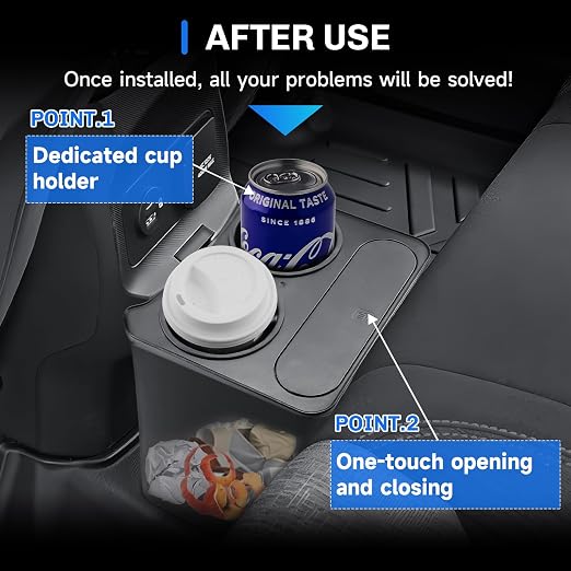 SXCY for 2025 2026 Ford Maverick Car Trash Can for 2022-2025 2026 Ford Maverick Accessories Rear Seat [OEM-Fit] Waterproof Leak-Proof 2-in-1 Trash Bin & Cupholder Organizer w/Lid Odor-Free Storage