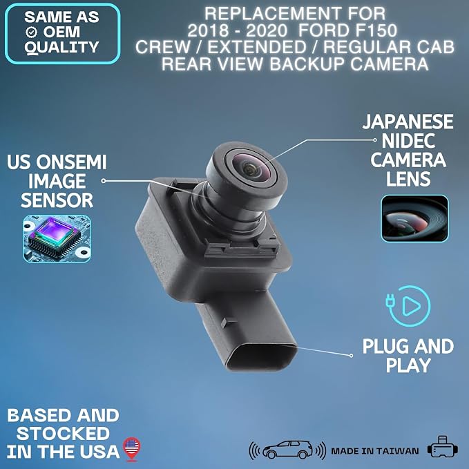 Backup Camera Replaces for 2018 2019 2020 Ford F150 Crew/Extended/Regular CAB OE Part # JL3Z19G490M JL3Z19G490B JL3Z19G490L