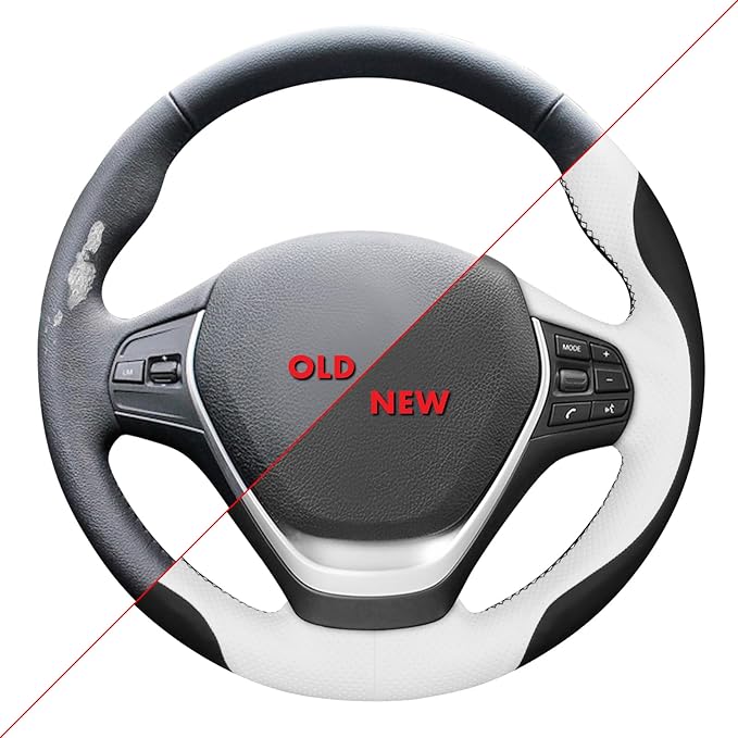 MEWANT Hand Stitch Steering Wheel Cover for BMW 2 Series F22 F23 2014-2020 3 Series F30 F34 2012-2018 4 Series F32 F33 F36 2014-2020 Custom DIY Wrap Interior Accessories