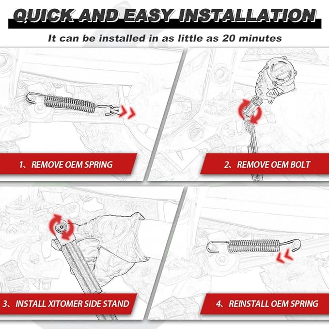 Xitomer 3 inch Adjustable Kickstand Fit for Ninja ZX-6R ZX6R 2013-2026 ZX 6R Motorcycle Adjustable Side Stand Adjustable Kickstand Steel