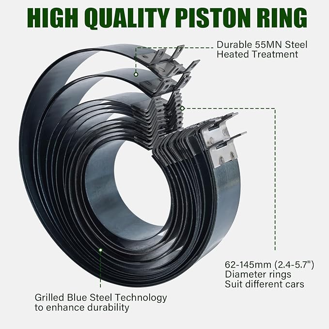 Auto Engine Piston Ring Compressor Tool Set with Piston Installer Pliers and 14 Piston Rings(62-145mm) for Car Truck Auto Engine
