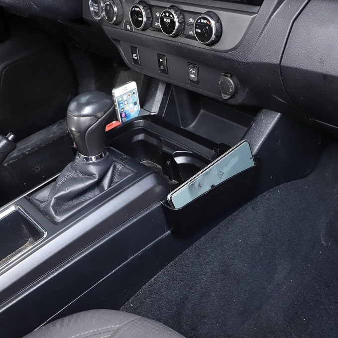 Aunginsy Center Console Gear Shift Storage Box Compatible with Toyota Tacoma 3rd Gen 2016-2023 Gear Shift Box Side Panel Organizer Tray Armrest Storage Box ABS Accessories, Not Fit Manual Transmission