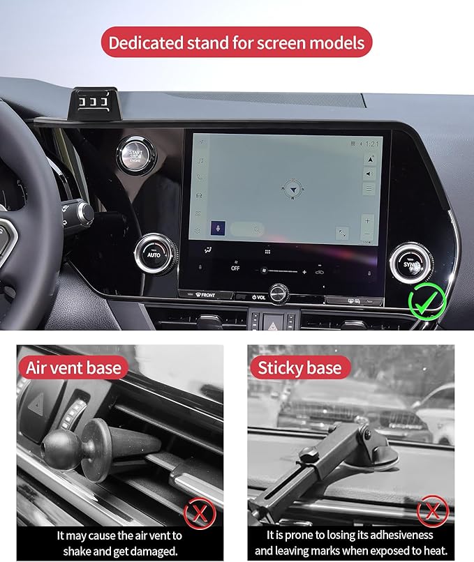 Wireless Charging Car Phone Holder for Lexus NX/NX Hybrid 2022-2026, 9.8" Screen Fixed Clip, 360° Rotation Car Phone Mount Compatible with MagSafe