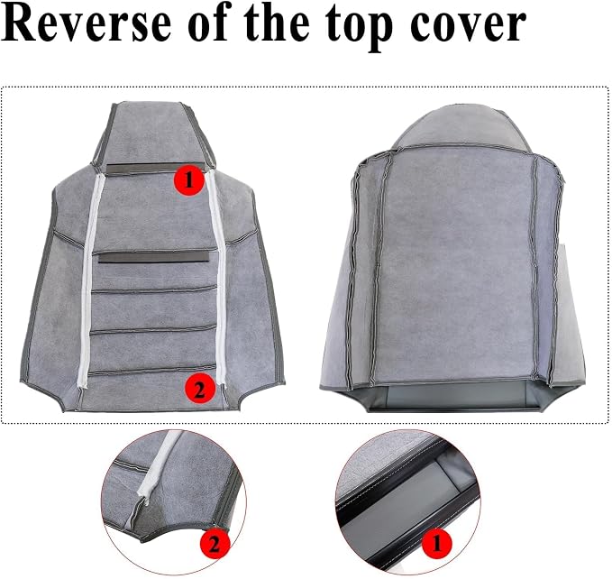 NLQR 4-Piece Front Seat Cover Set fit for Ford F250 F350 F450 F550 Lariat XLT 2002-2007 & Excursion 2002-2005-Driver & Passenger Bottom & Top Lean Back Replacement Microfiber Leather Seat Covers-Gray