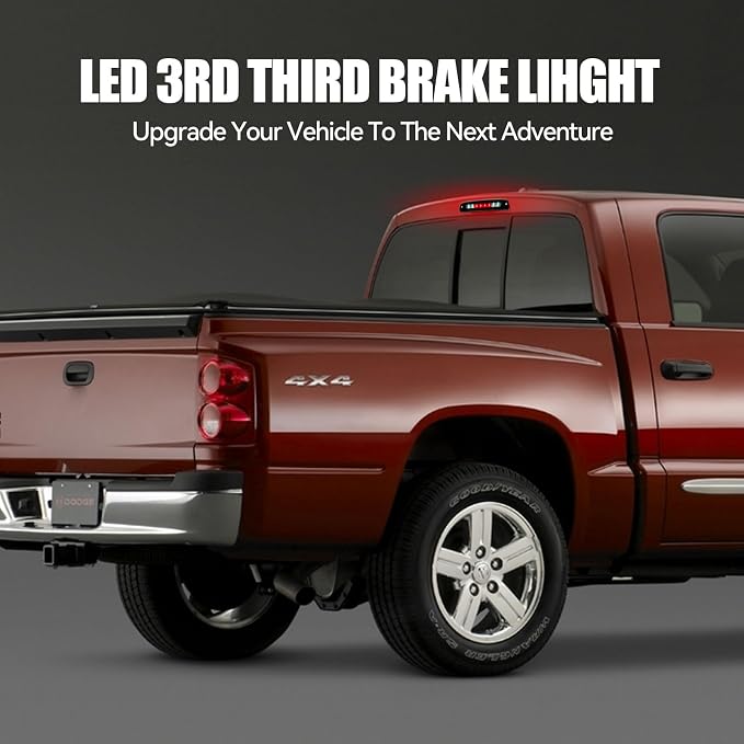 Third 3rd Brake Light LED for 1997-2010 Dodge Dakota, High Mount Rear Brake Lights Assembly for 97-10 Dakota, Waterproof Center Cab Cargo Lamp Stop Light